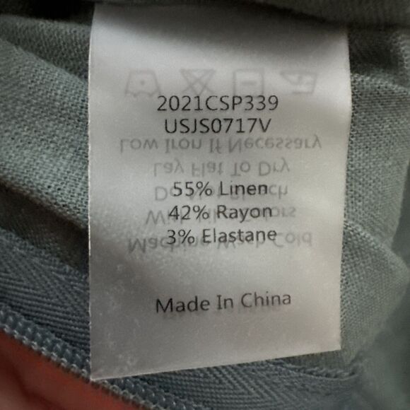 Universal Standard Jumpsuit Women 2XS 6-8 Green Linen V-Neck Belted Pockets Wide - Picture 16 of 16